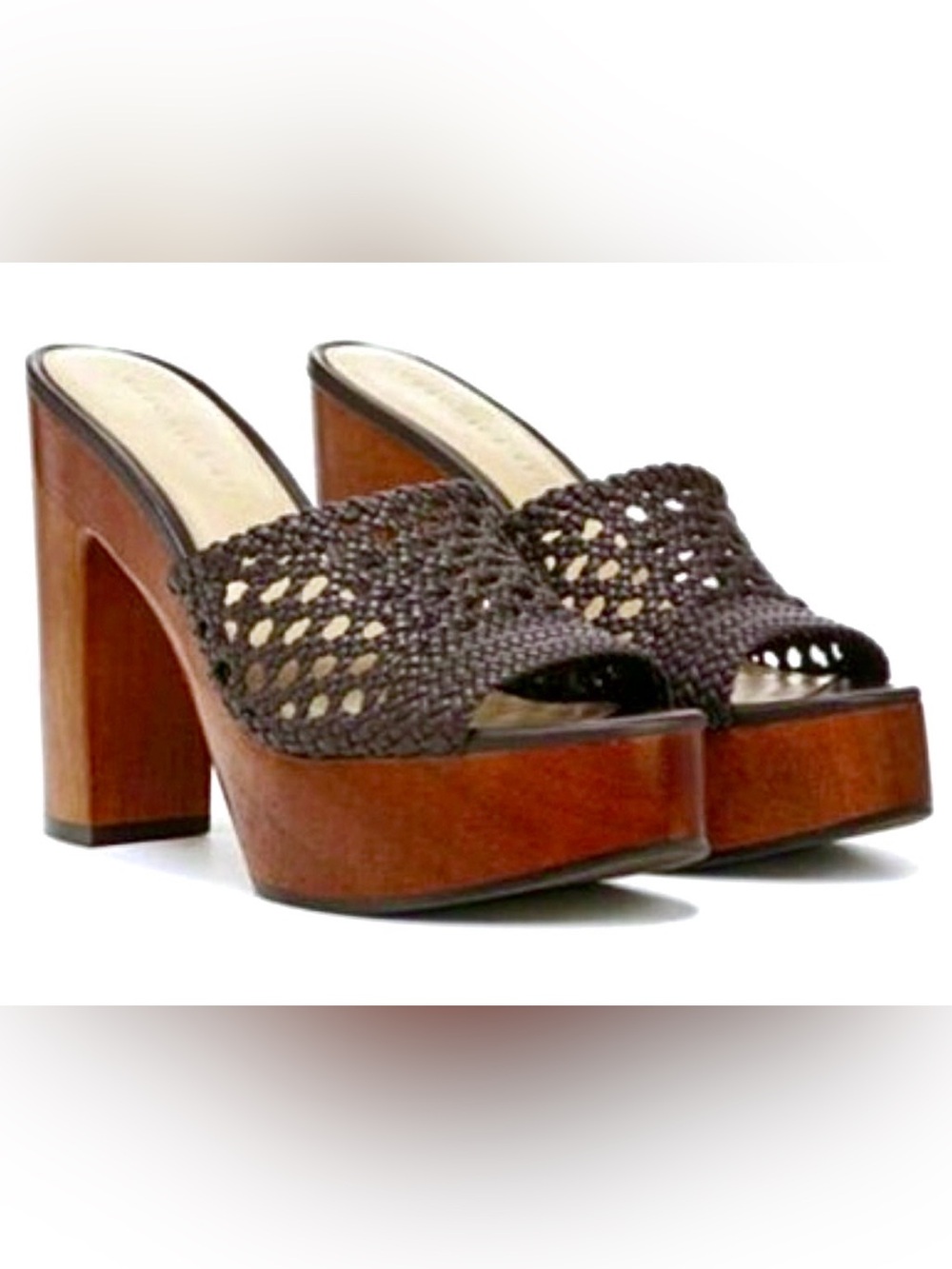 NWOT Veronica Beard Guadalupe Platform Heel Leather Sandals in Espresso | US 8.5 - Picture 9 of 9